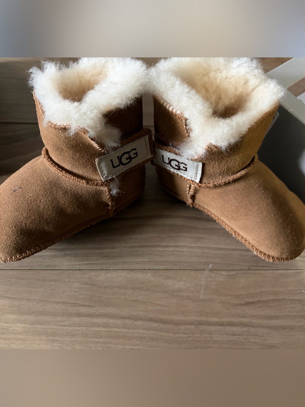 UGG Baby Erin Chestnut Shearling-Lined Baby Booties